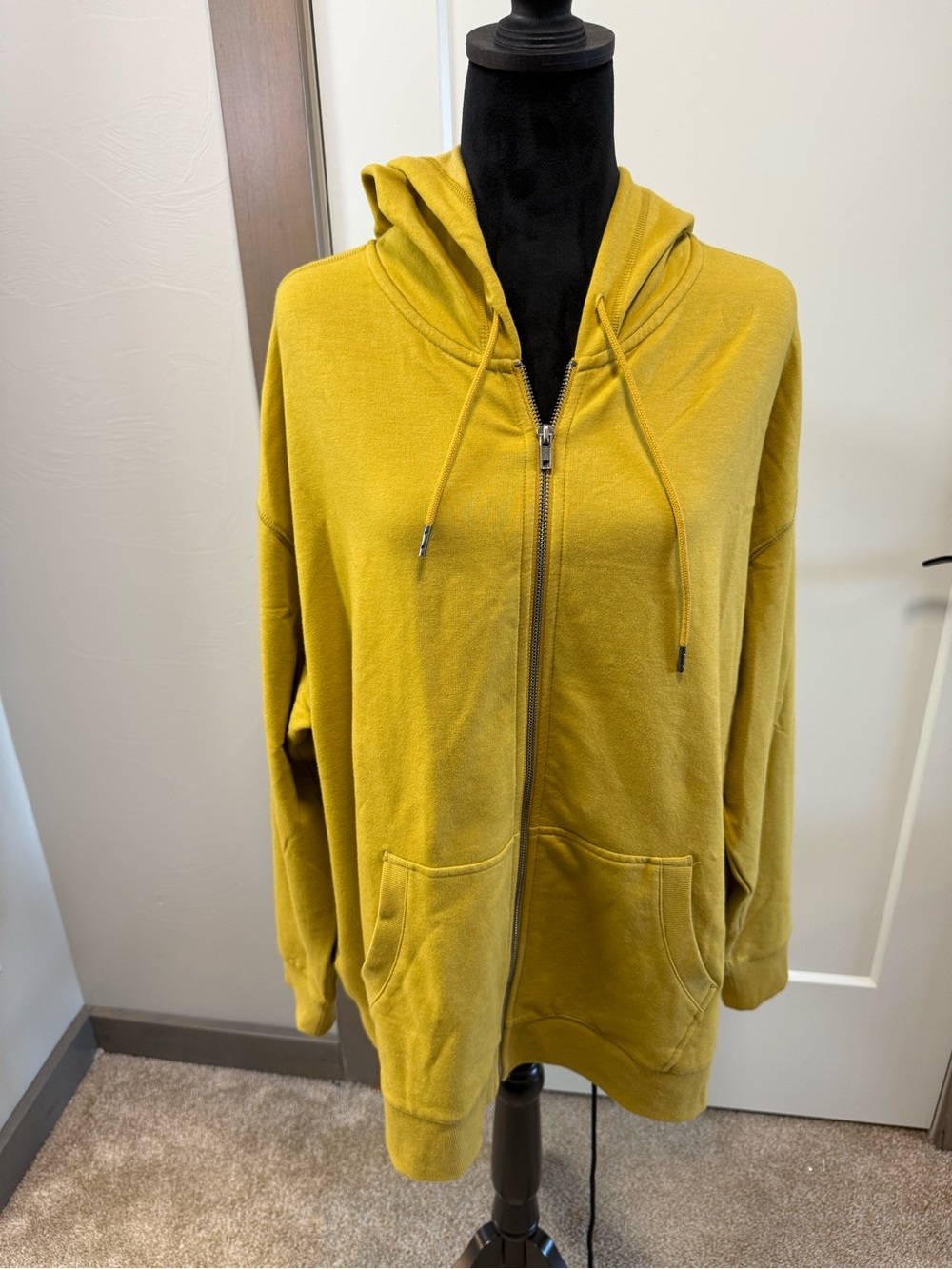 Eddie Bauer Mustard Yellow Full Zip Hoodie Sweatshirt Hooded Spring Summer XLT